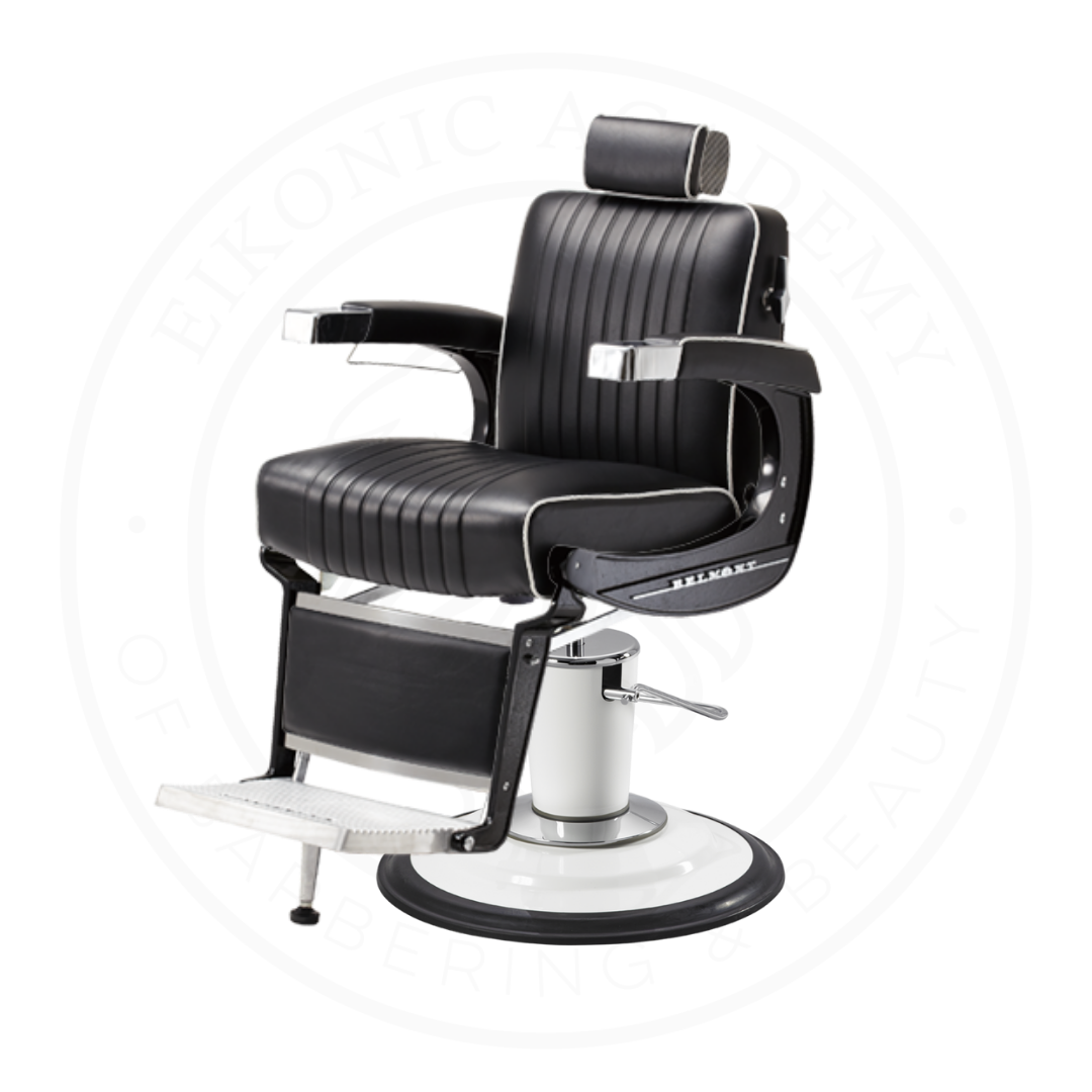Takara Belmont Classic Elite Black Barber Chair 225EB with White Base