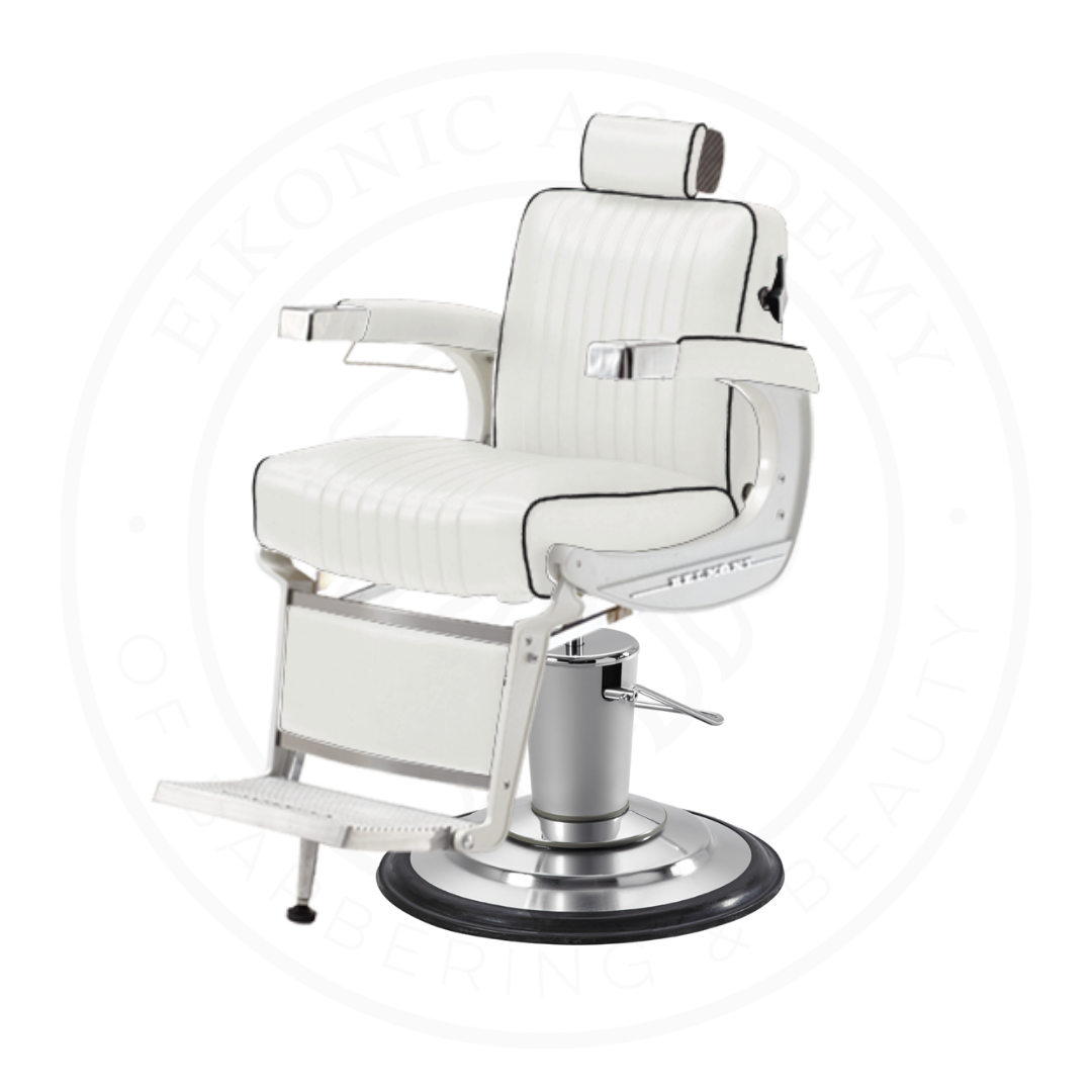 Takara Belmont Classic Elite White Barber Chair 225EW with Chrome Base