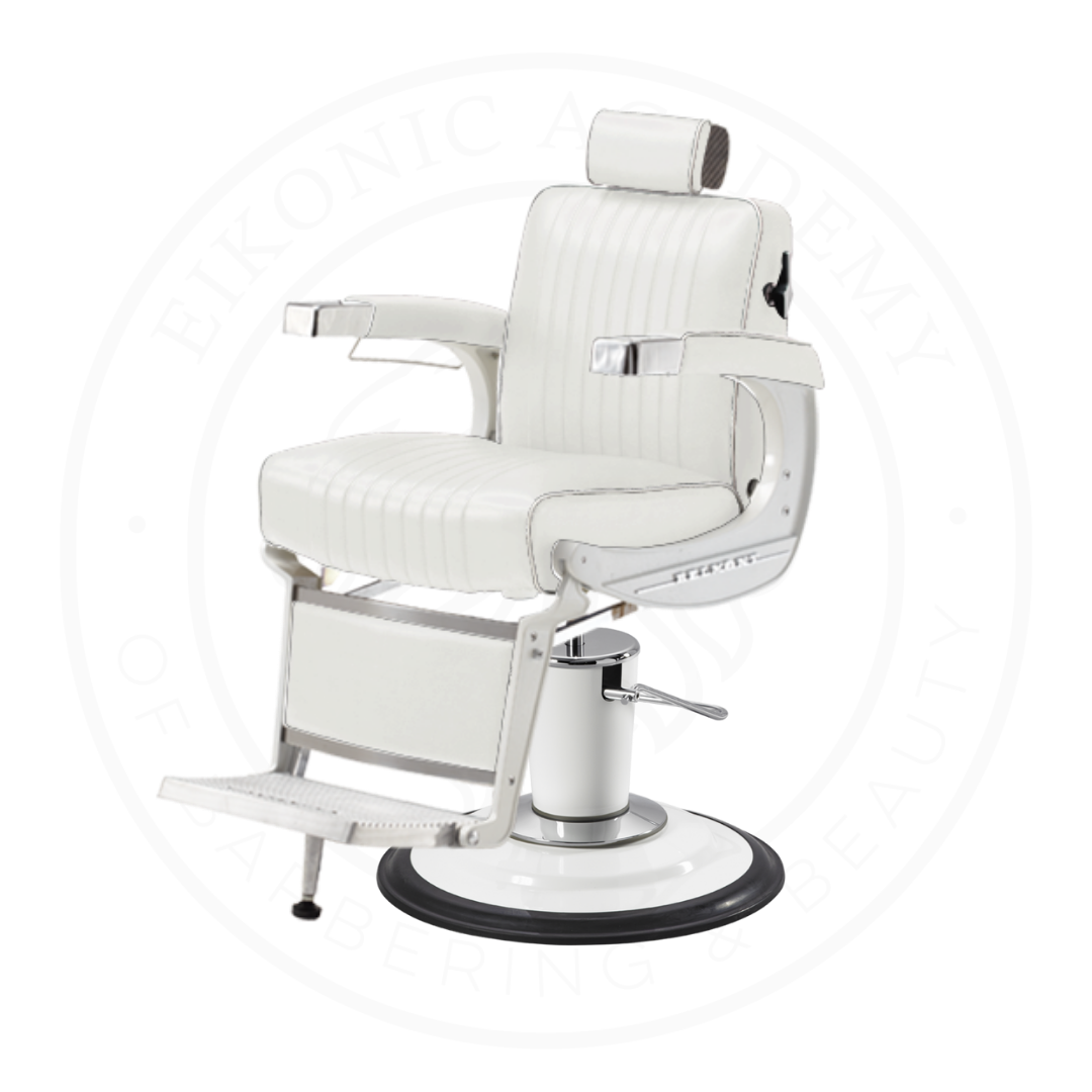Takara Belmont Classic Elite White Barber Chair 225EW with White Base