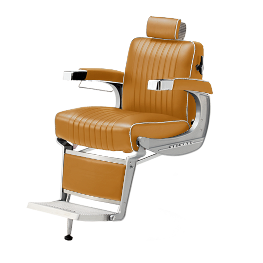 Takara Belmont Classic Barber Chair 225 with Motorized Electric White Base MEW