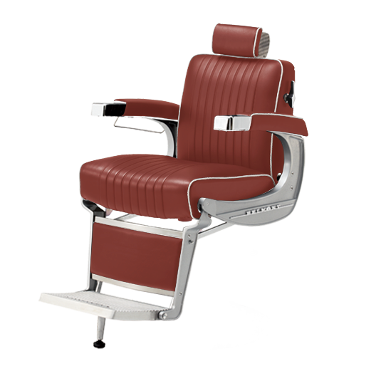 Takara Belmont Classic Barber Chair 225 with Motorized Electric Silver Base MES