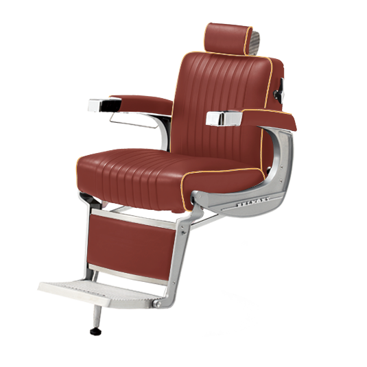 Takara Belmont Classic Barber Chair 225 with Motorized Electric White Base MEW