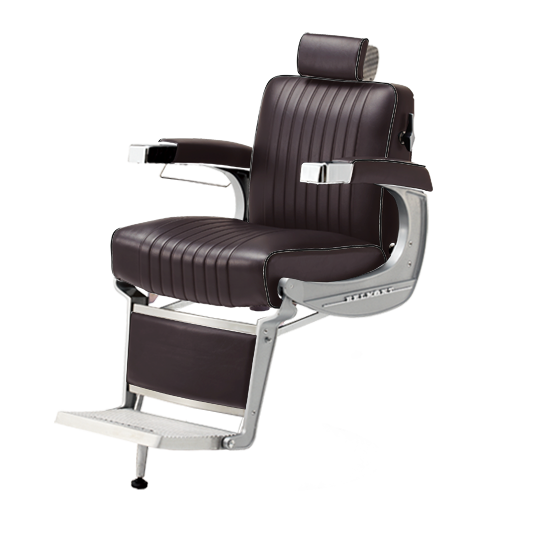 Takara Belmont Classic Barber Chair 225 with Motorized Electric White Base MEW