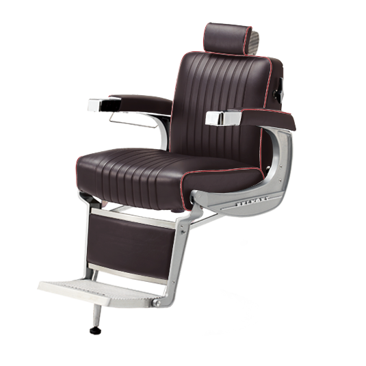 Takara Belmont Classic Barber Chair 225 with Motorized Electric White Base MEW