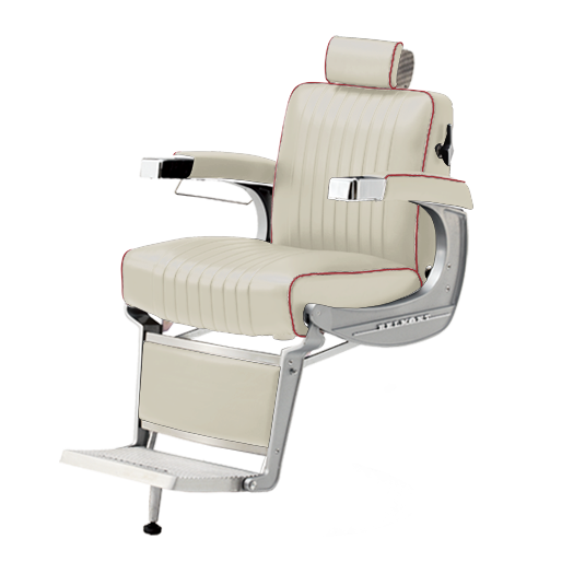 Takara Belmont Classic Barber Chair 225 with Motorized Electric White Base MEW