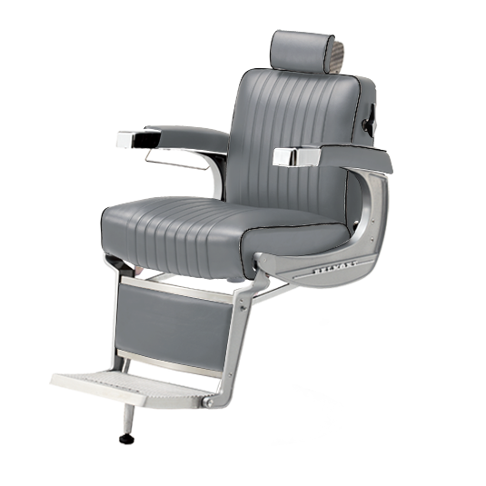 Takara Belmont Classic Barber Chair 225 with Motorized Electric White Base MEW