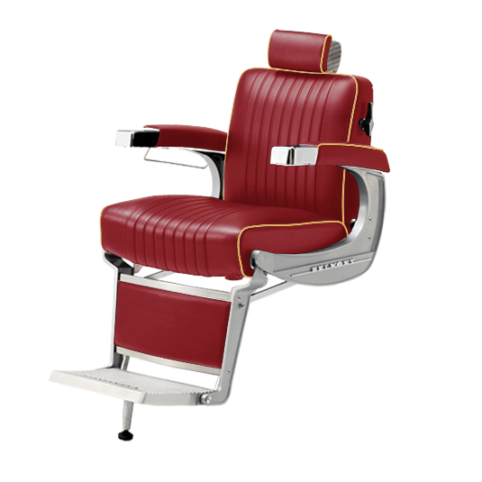 Takara Belmont Classic Barber Chair 225 with Motorized Electric Silver Base MES