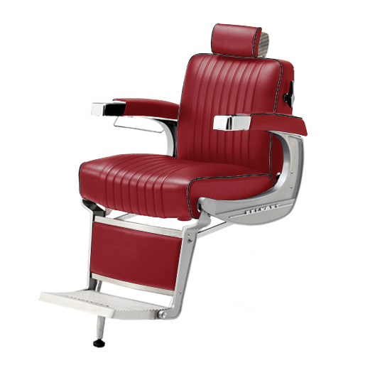 Takara Belmont Classic Barber Chair 225 with Motorized Electric Silver Base MES