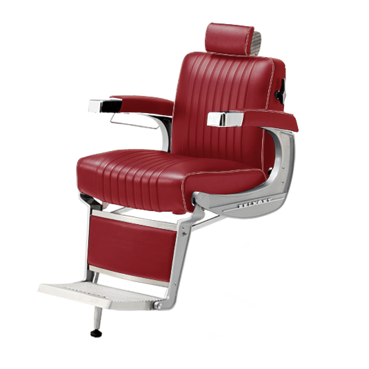 Takara Belmont Classic Barber Chair 225 with Motorized Electric Silver Base MES